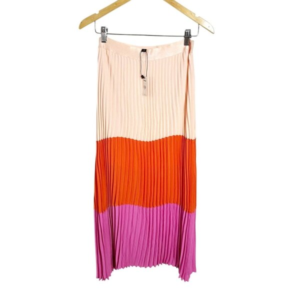 Express NWT High Waisted Pleated Colorblock MIDI Skirt size XXS - Picture 7 of 9